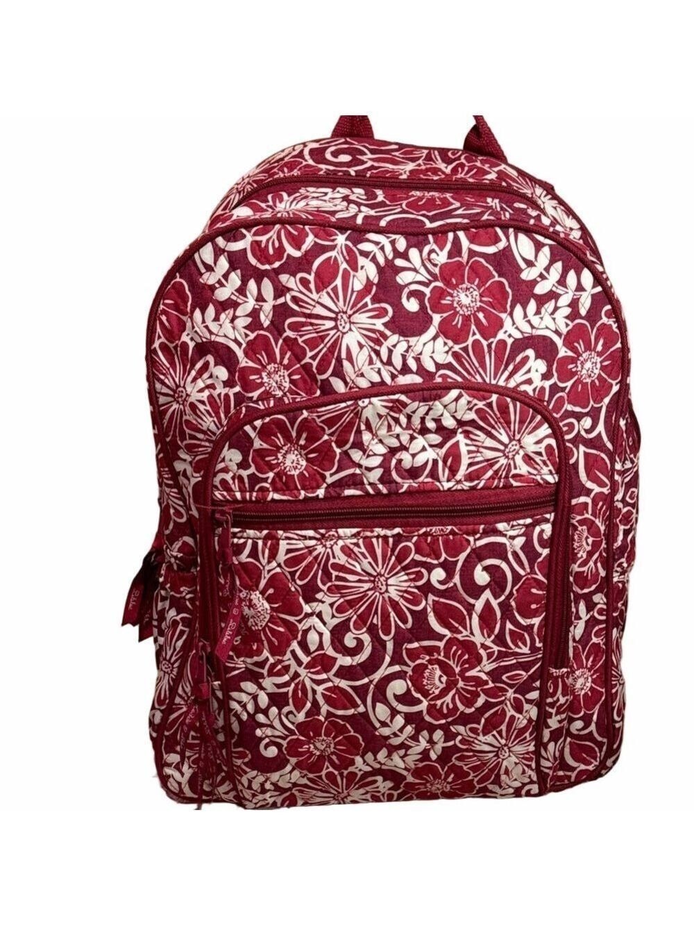Red White Floral Print Backpack